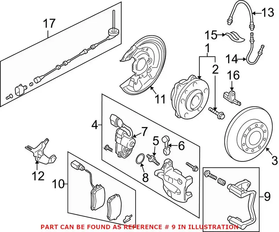 Factory Price Genuine VW/Audi 1Q0615425D - Disc Brake Caliper Bracket (Rear Left)