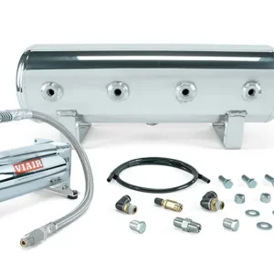 Budget Air Lift Performance 2.5 Gal. Polished Tank w/ Viair 444c chrome compressor, 1/4" & 3/8" fittings & tank mounting hardware