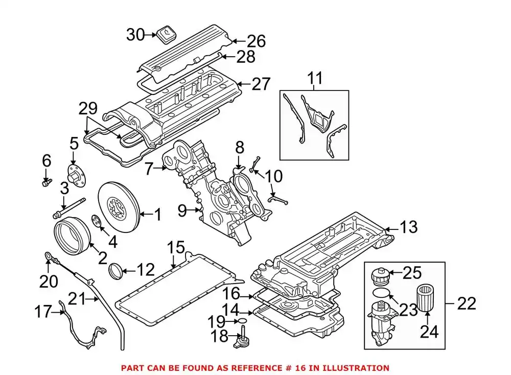 Professional Grade Genuine BMW 11137830598 - Engine Oil Pan Gasket (Lower)