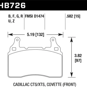 Authentic Hawk Performance Throtl 2014 Chevrolet Corvette DTC-60 Front Brake Pads - HB726G.582 HB726G.582