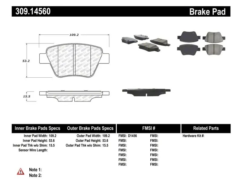 Worldwide Shipping StopTech Throtl Performance Volkswagen Rear Brake Pads - 309.14560 309.14560