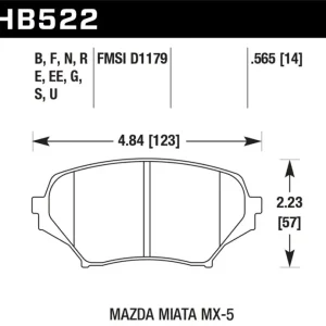 Authentic Hawk Performance Throtl 06-11 Mazda Miata Mx-5 Front DTC-60 Race Brake Pads - HB522G.565 HB522G.565