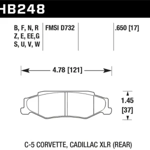 Hawk Performance Throtl 97-12 Corvette/01-04 Z06/05-09 Z51 DTC-50 Race Rear Brake Pads - HB248V.650 HB248V.650 Viral