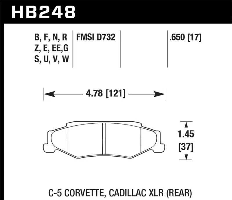 Hawk Performance Throtl 97-12 Corvette/01-04 Z06/05-09 Z51 DTC-50 Race Rear Brake Pads - HB248V.650 HB248V.650 Viral