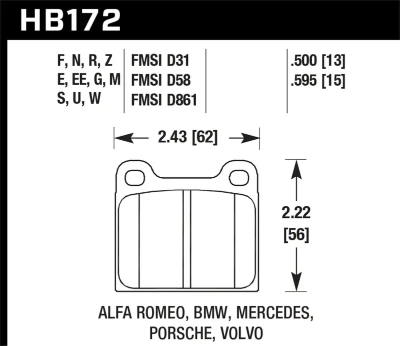 Hawk Performance Throtl 63-65 Porsche 356 Front / 69-83 911 / 64-72 - HB172G.595 HB172G.595 Time-Limited