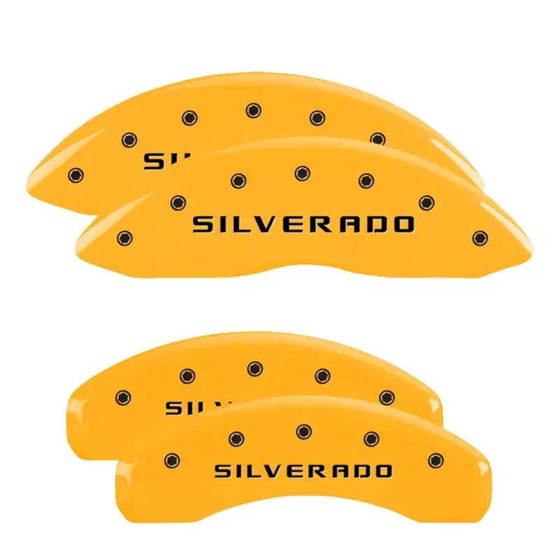 MGP Throtl 4 Caliper Covers Engraved Front & Rear Silverado Yellow - 14005SSILYL 14005SSILYL Trusted Brand