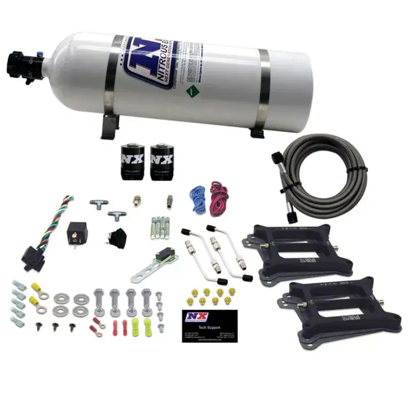 Nitrous Express Throtl Dual Holley/Gasoline Nitrous Kit 100-500HP w/15lb Bottle - 50240-15 50240-15 Buy Today